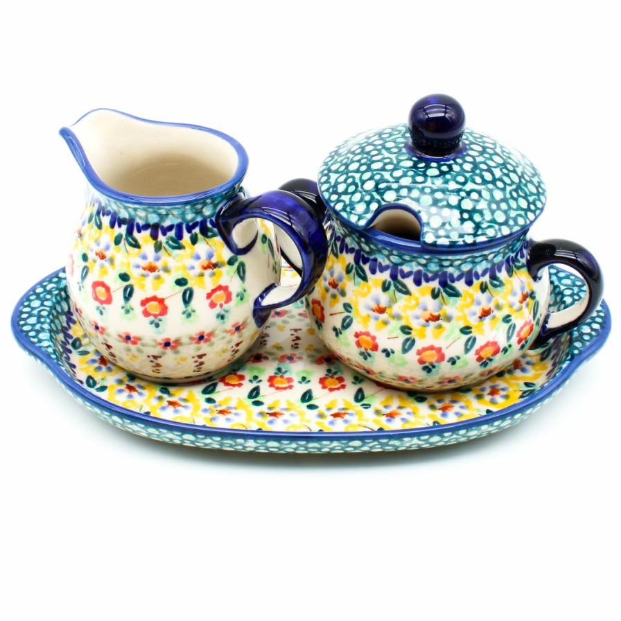 Table Accessories * | Janelle Imports Creamer & Sugar Set W/Tray In Country Fall