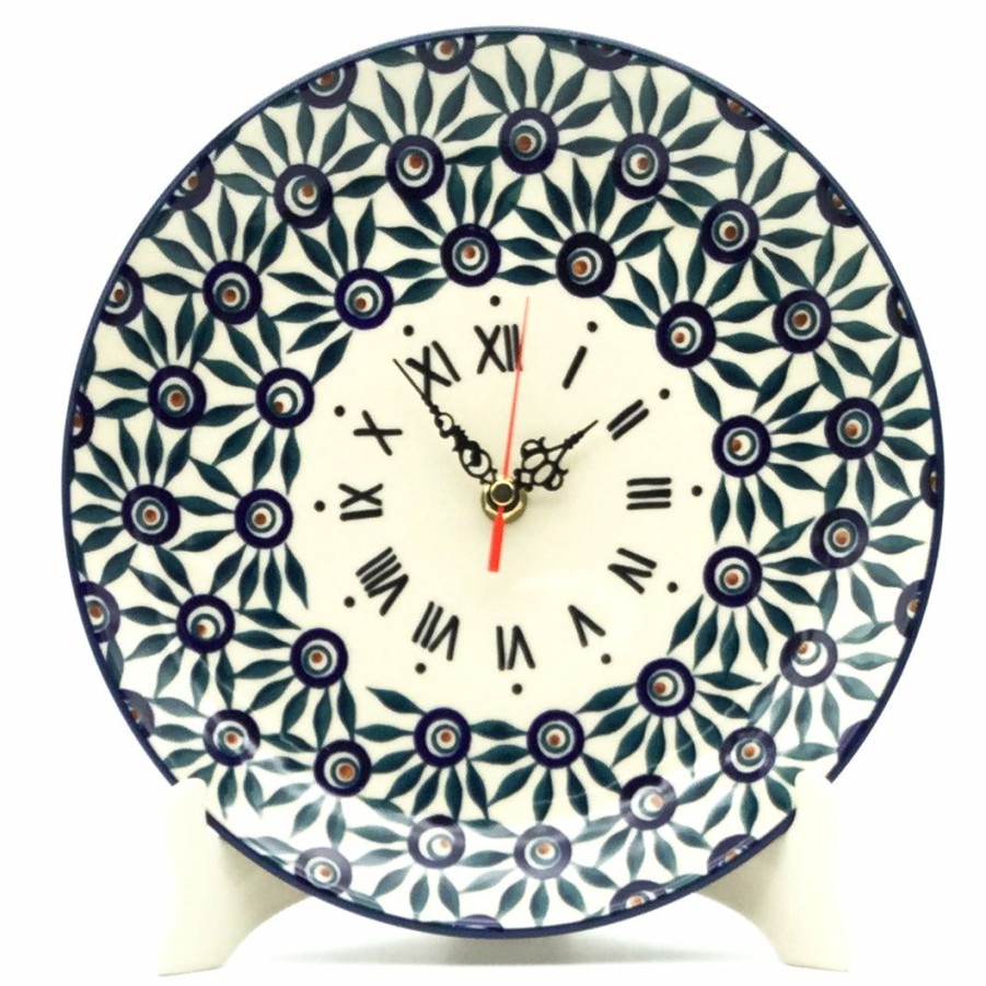 Home Decor * | Janelle Imports Plate Wall Clock In Peacock Eye