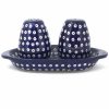 Table Accessories * | Janelle Imports Salt & Pepper Set W/Tray In Blue Elegance