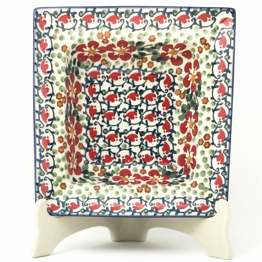 Plates * | Janelle Imports Square Soup Plate In Red Poppies