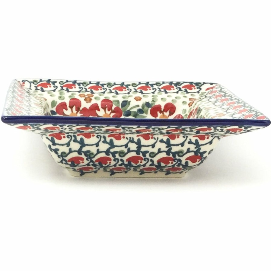 Plates * | Janelle Imports Square Soup Plate In Red Poppies