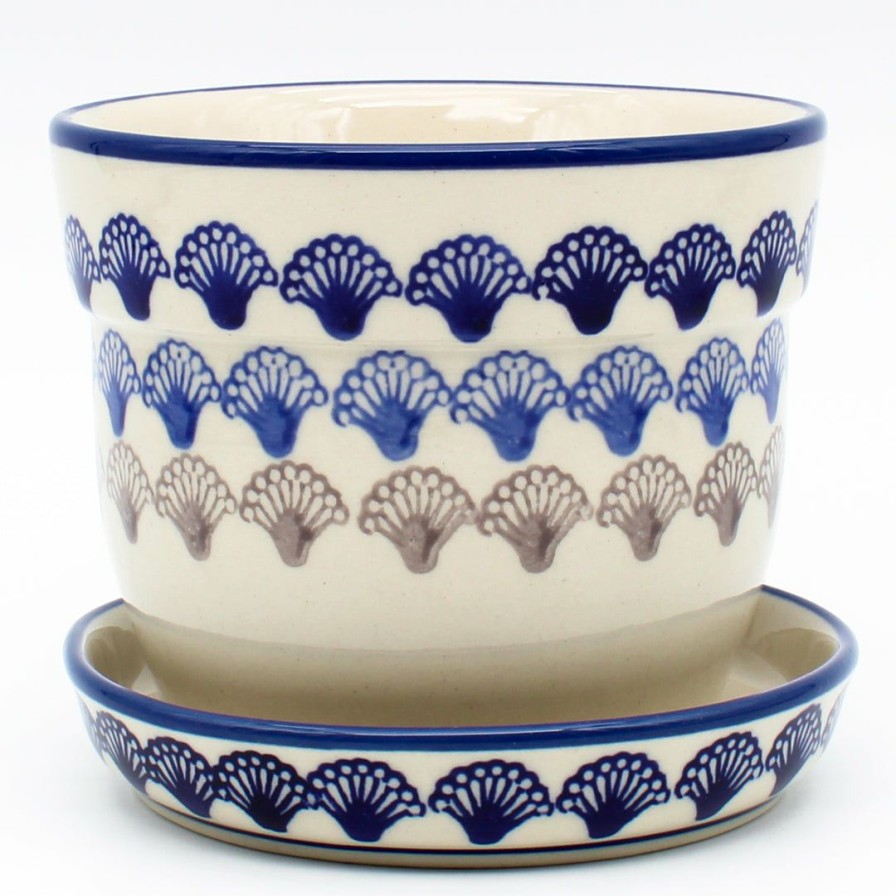 Home Decor * | Janelle Imports Sm Flower Pot W/Plate In Seashells