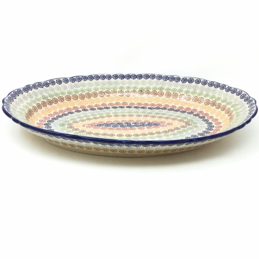 Platters, Servers, And Trays * | Janelle Imports Oval Basia Platter In Modern Dots