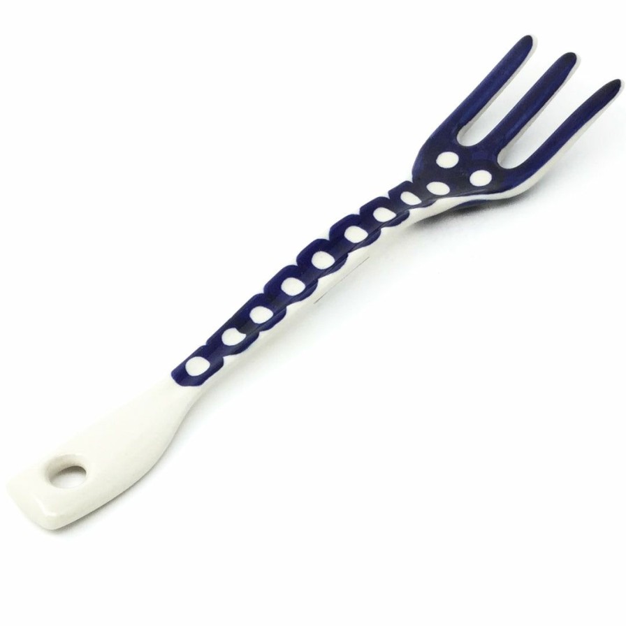 Kitchen Accessories * | Janelle Imports Serving Fork 12 In White Polka-Dot