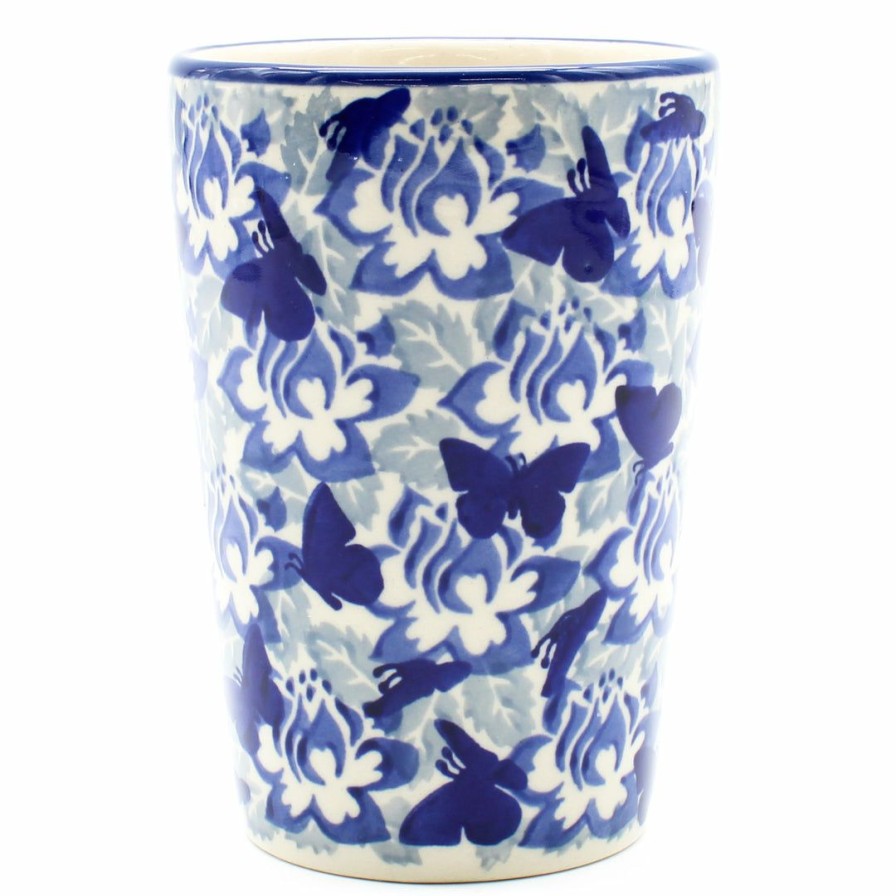 Home Decor * | Janelle Imports Toothbrush Holder/Cup In Blue Butterfly