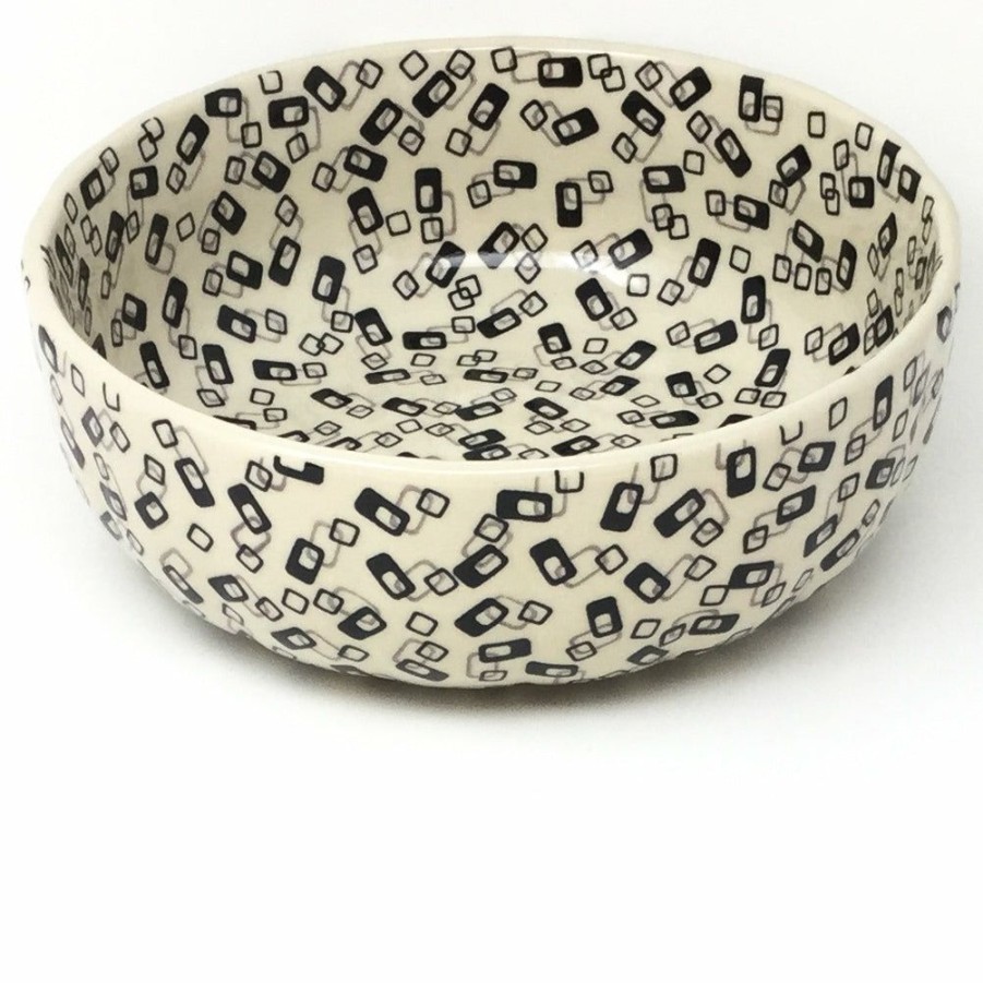 Bowls * | Janelle Imports Family Shallow Bowl In Modern Gray & Black