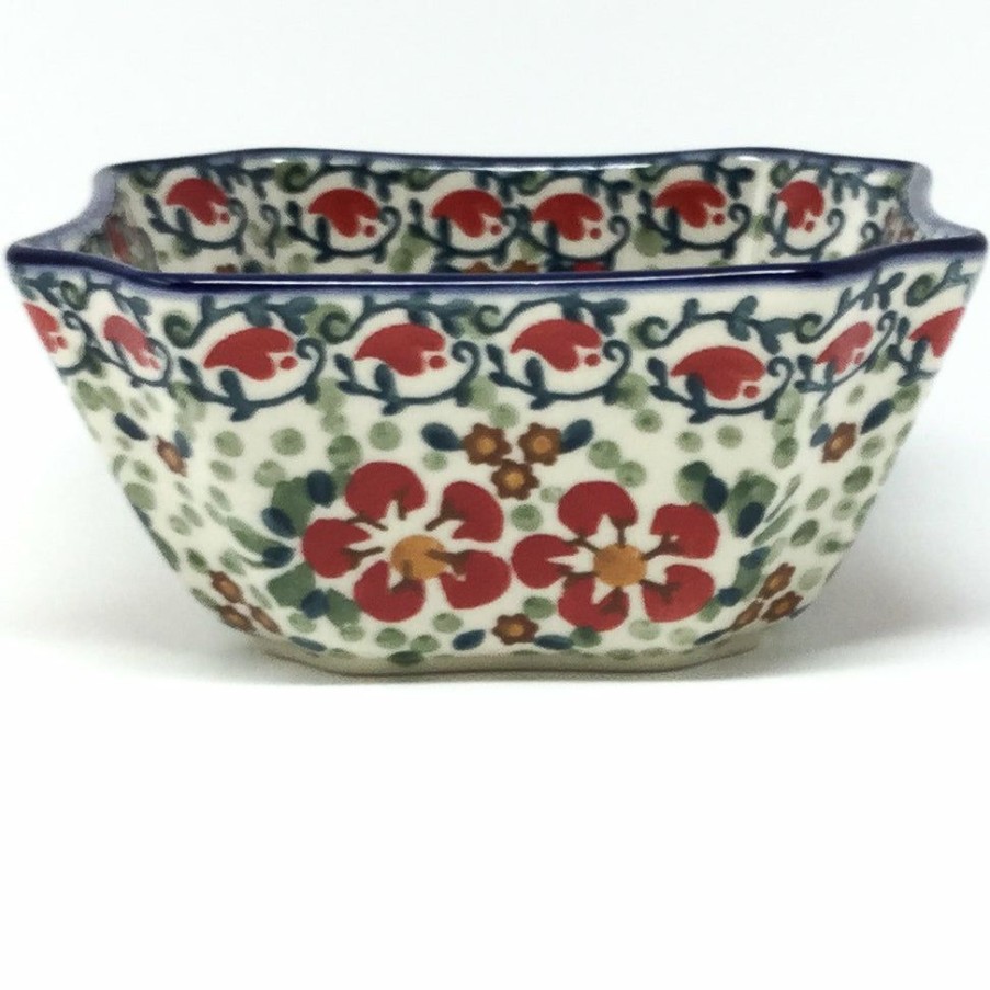 Bowls * | Janelle Imports Square Soup Bowl 16 Oz In Red Poppies