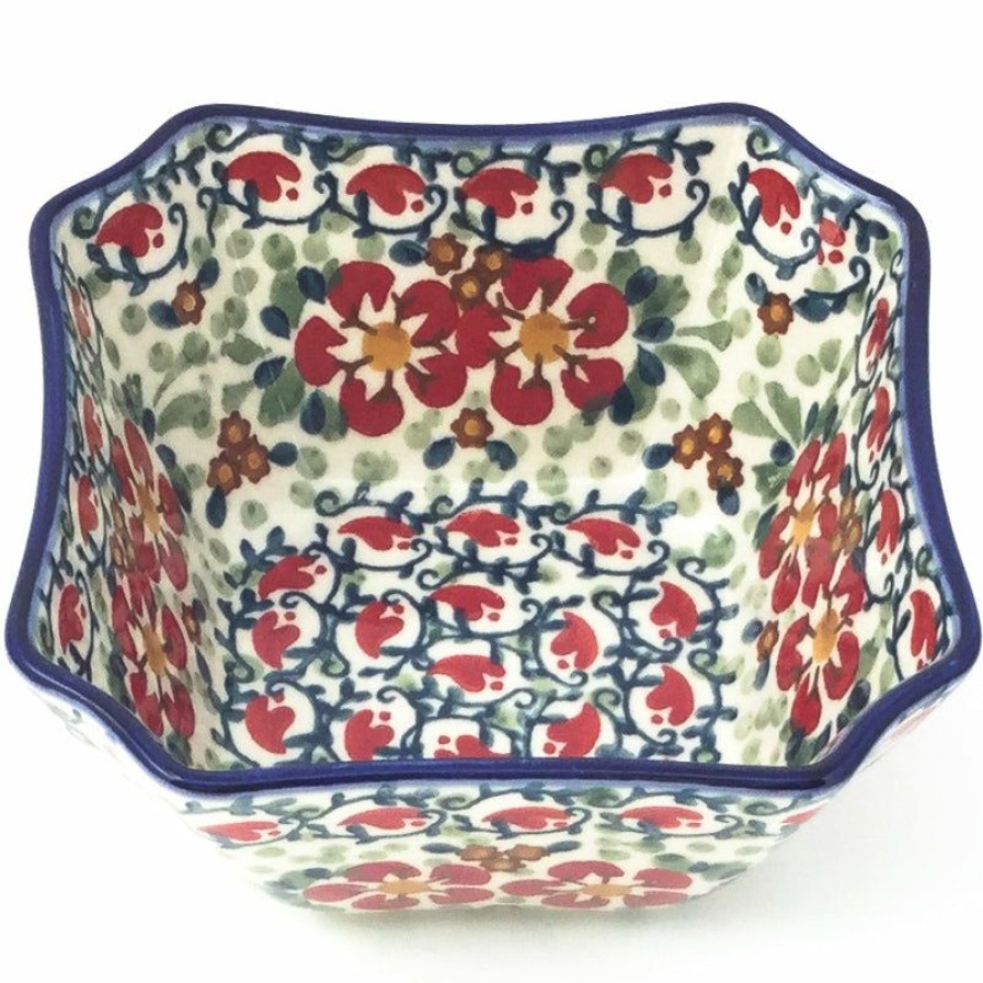 Bowls * | Janelle Imports Square Soup Bowl 16 Oz In Red Poppies