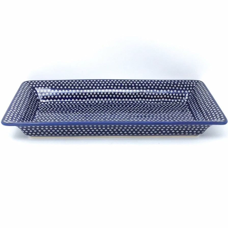 Platters, Servers, And Trays * | Janelle Imports Md Rect. Server W/Lip In Blue Elegance