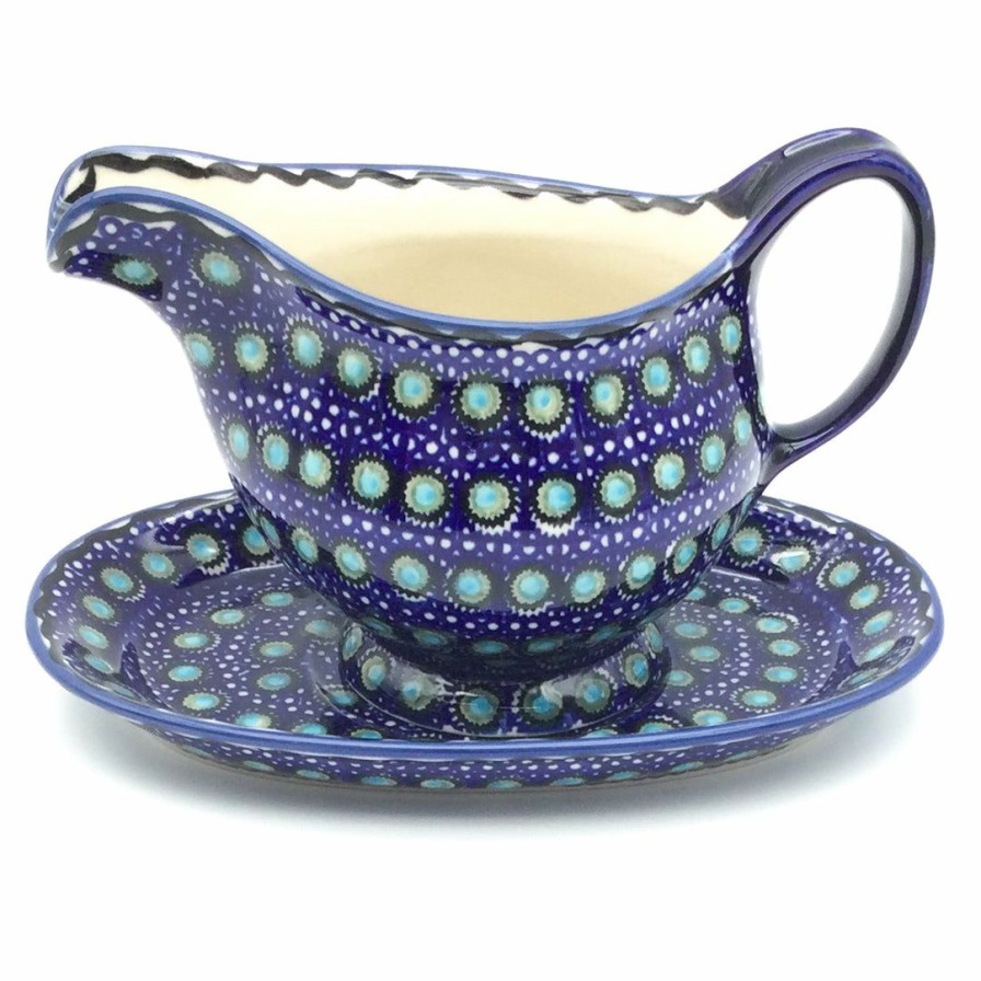 Table Accessories * | Janelle Imports Gravy Boat W/Tray 1 Qt In Blue Moon