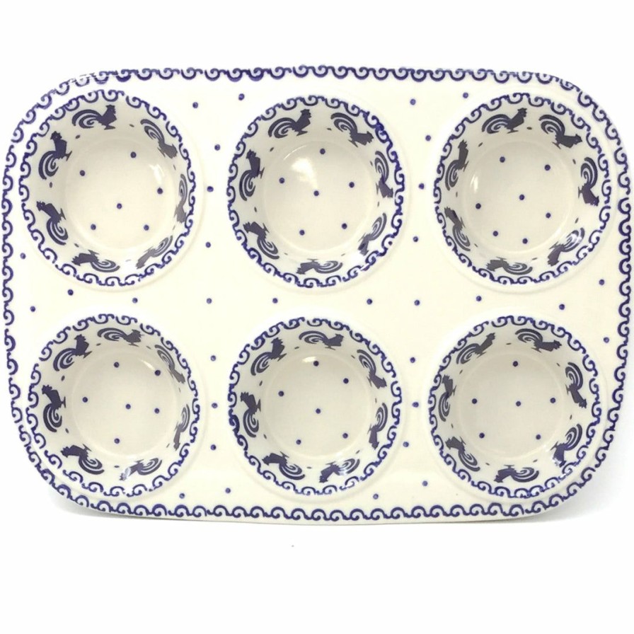 Bakeware * | Janelle Imports Muffin Baker In Blue Roosters