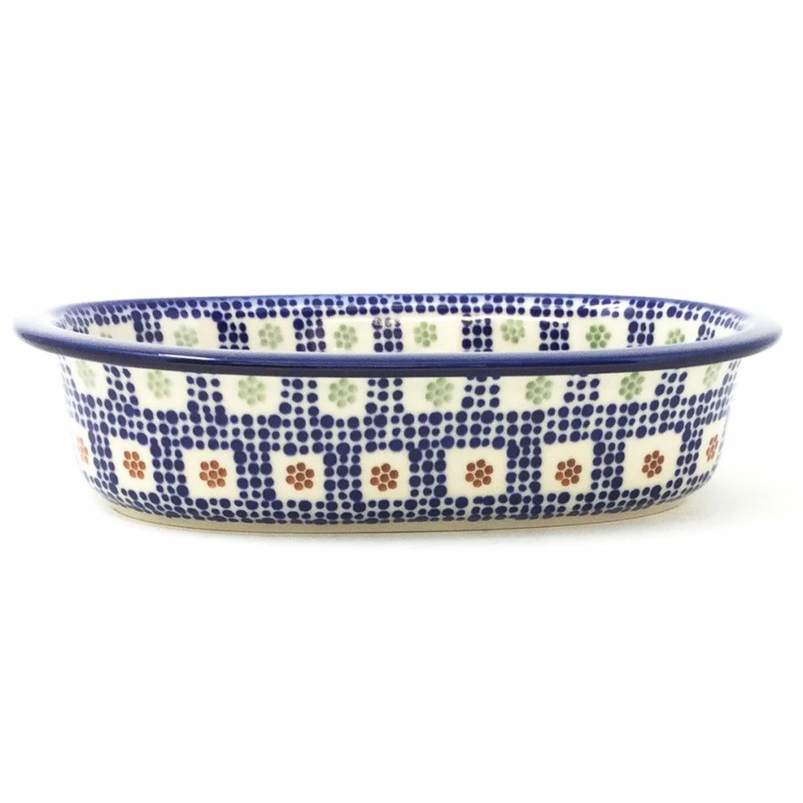 Bakeware * | Janelle Imports Sm Oval Baker In Modern Checkers