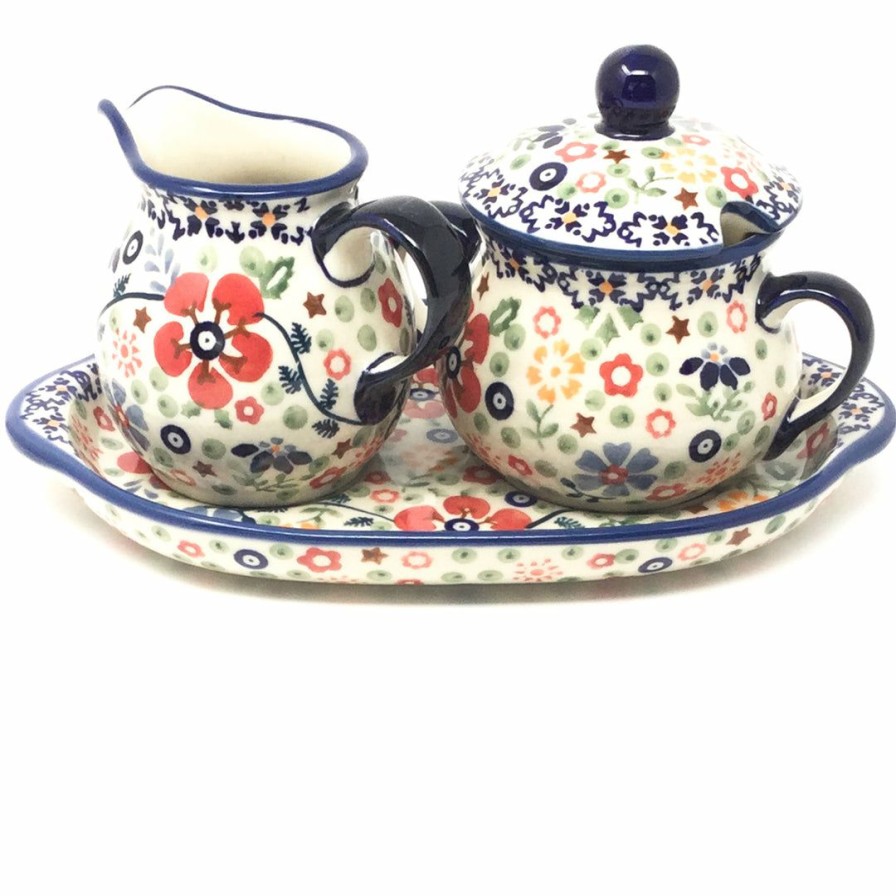 Table Accessories * | Janelle Imports Creamer & Sugar Set W/Tray In Summer Arrangement