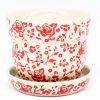 Home Decor * | Janelle Imports Sm Flower Pot W/Plate In Antique Red