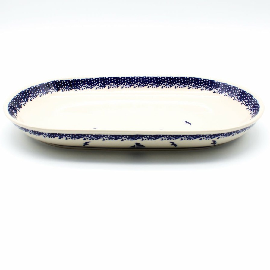 Platters, Servers, And Trays * | Janelle Imports Md Oval Platter In Sailboat