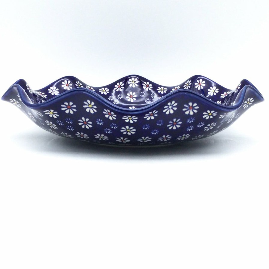 Bowls * | Janelle Imports Fluted Pasta Bowl In Flowers On Blue