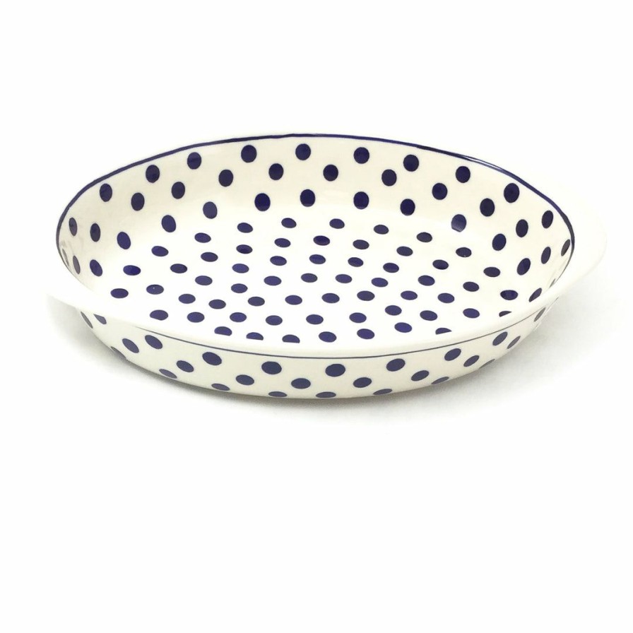 Bakeware * | Janelle Imports Md Oval Baker W/Handles In Blue Polka-Dot