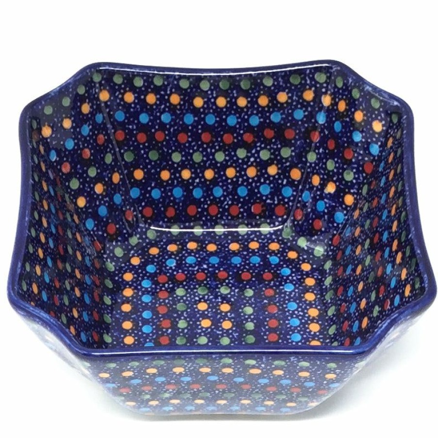 Bowls * | Janelle Imports Square Soup Bowl 16 Oz In Multi-Colored Dots