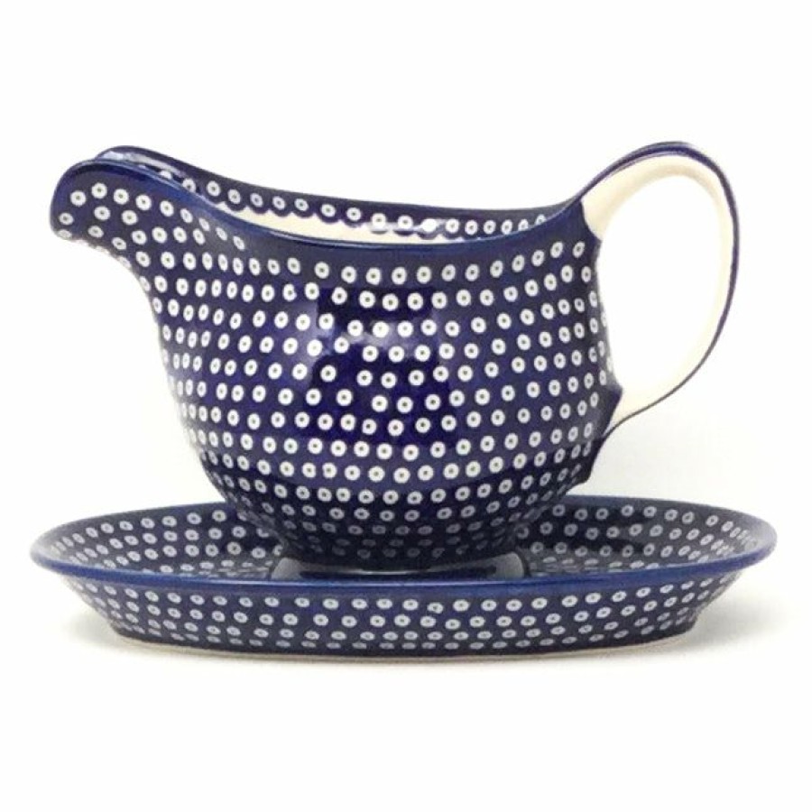 Table Accessories * | Janelle Imports Gravy Boat W/Tray 1 Qt In Blue Elegance