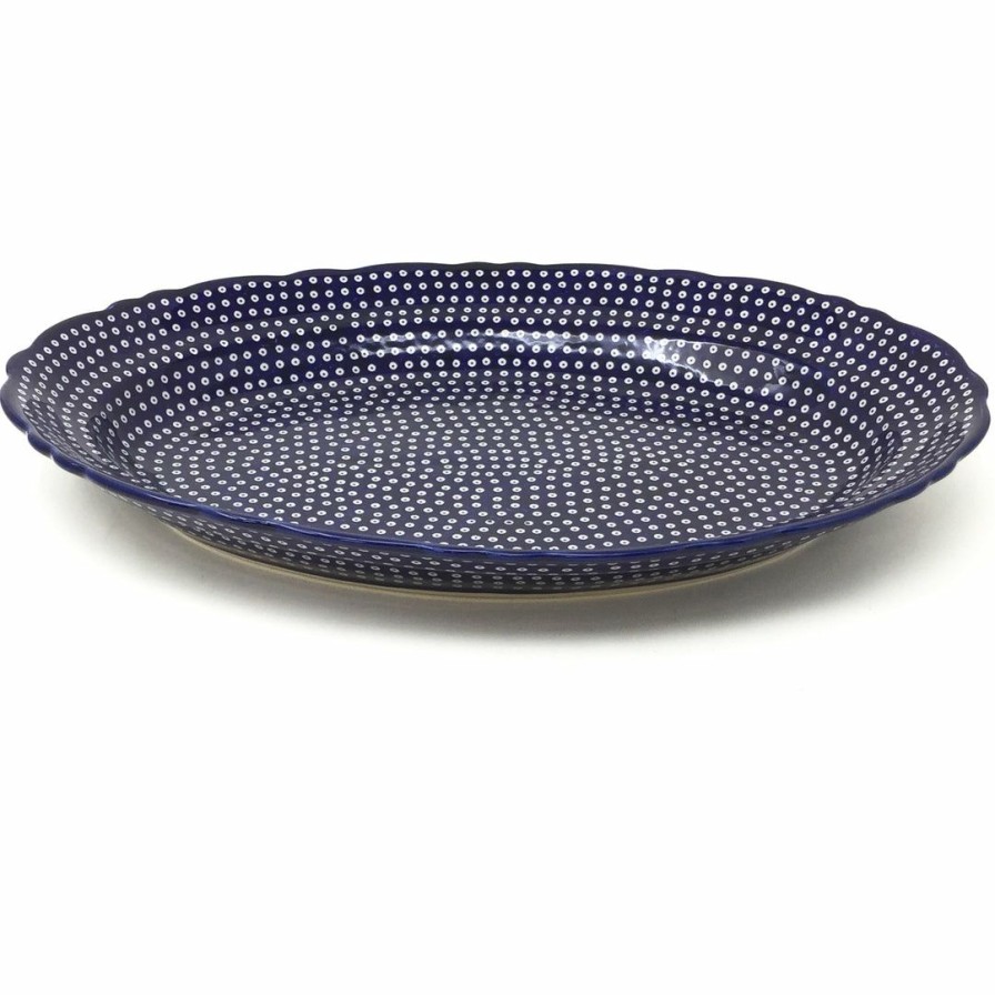 Platters, Servers, And Trays * | Janelle Imports Oval Basia Platter In Blue Elegance