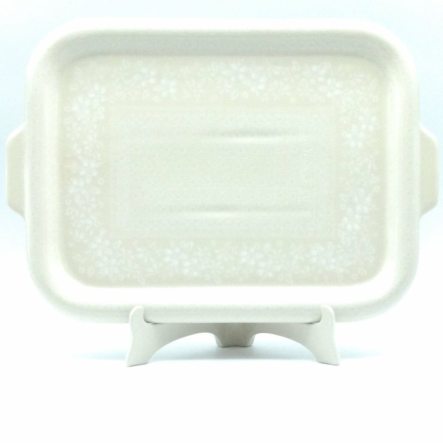 Platters, Servers, And Trays * | Janelle Imports Tray W/Handles In White On White