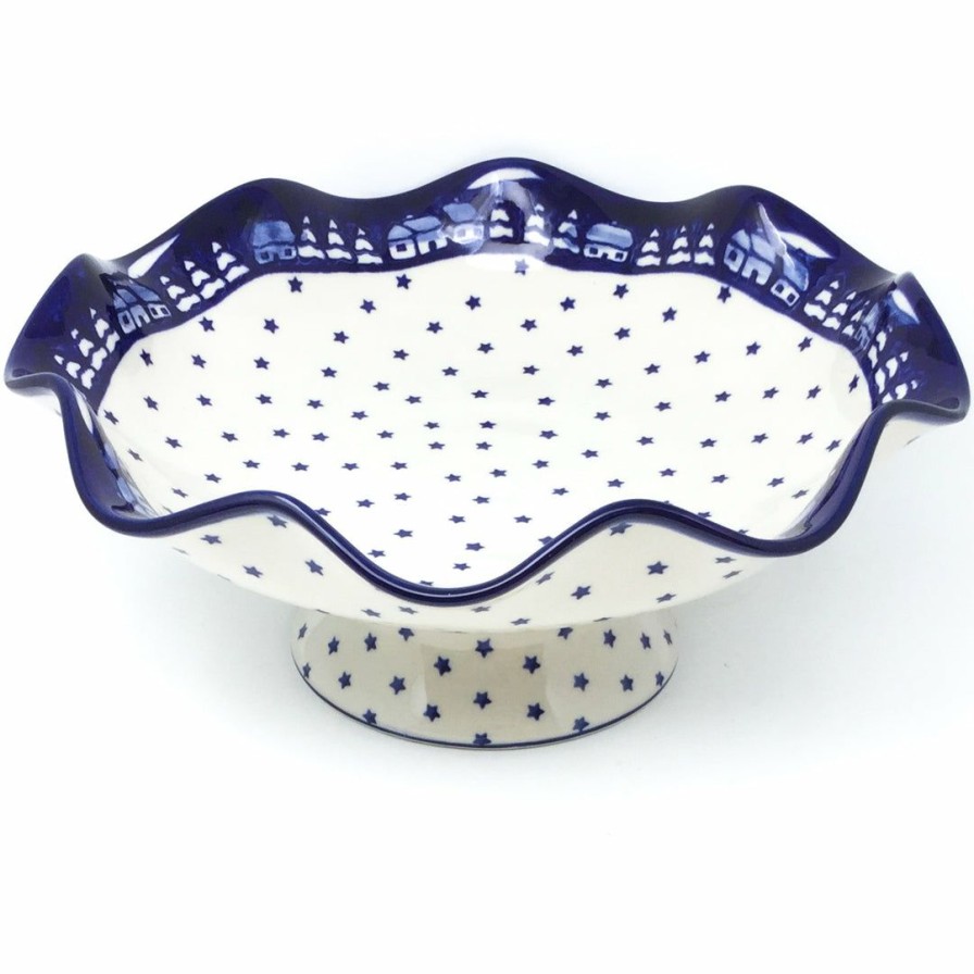 Bowls * | Janelle Imports Fluted Pedestal Bowl In Winter