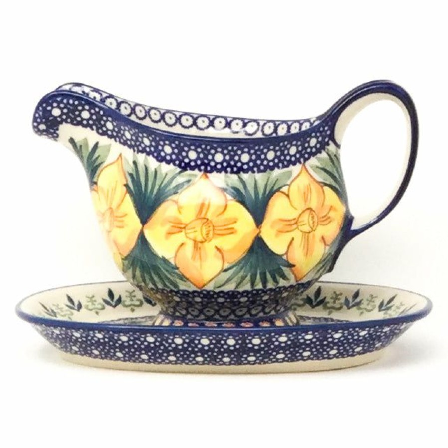 Table Accessories * | Janelle Imports Gravy Boat W/Tray 1 Qt In Daffodils