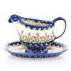 Table Accessories * | Janelle Imports Gravy Boat W/Tray 1 Qt In Field Of Flowers