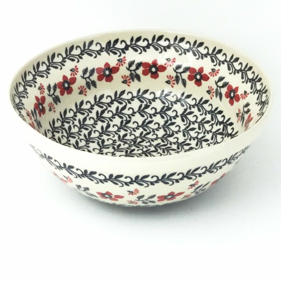 Bowls * | Janelle Imports Round Bowl 64 Oz In Red & Black