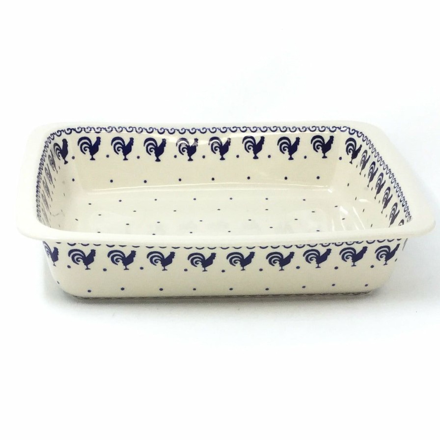 Bakeware * | Janelle Imports Deep Rect. Baker In Blue Roosters