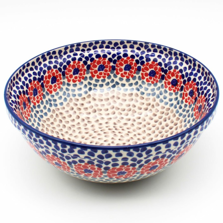 Bowls * | Janelle Imports Round Bowl 64 Oz In Red Zinnia