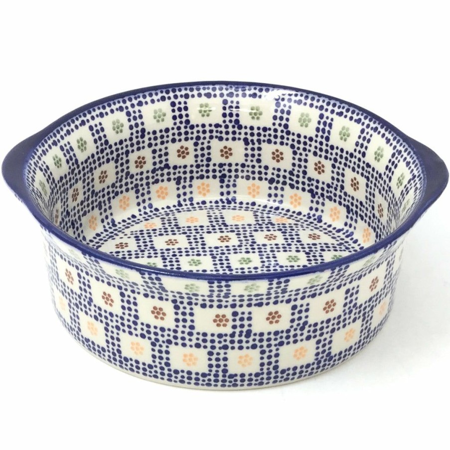 Bakeware * | Janelle Imports Deep Round Baker In Modern Checkers