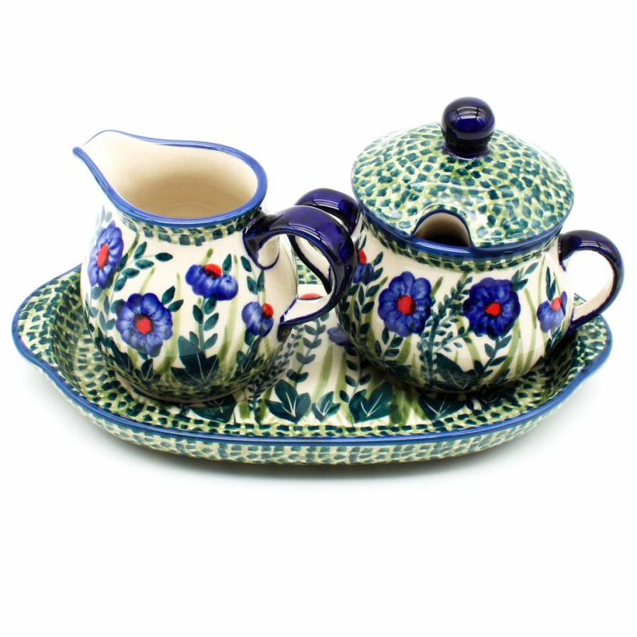 Table Accessories * | Janelle Imports Creamer & Sugar Set W/Tray In Gill'S Blue