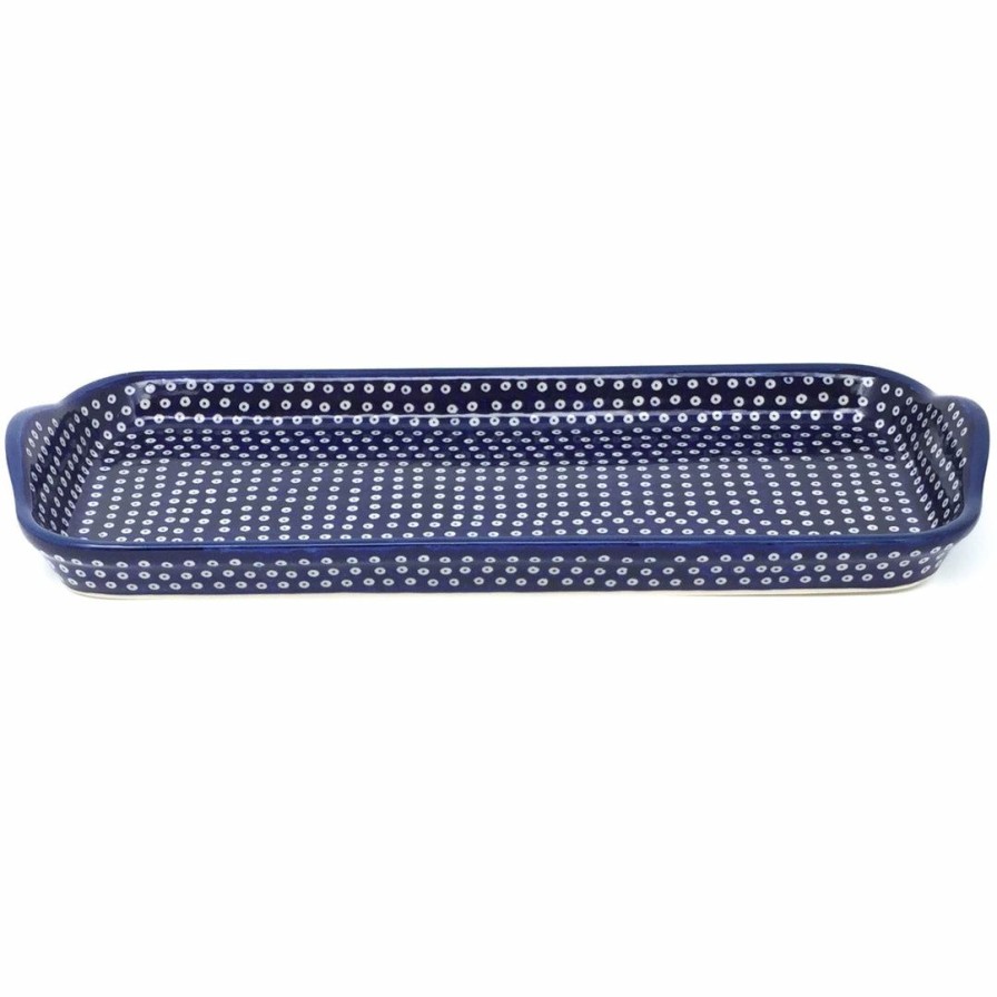 Platters, Servers, And Trays * | Janelle Imports Bread Server W/Handles In Blue Elegance