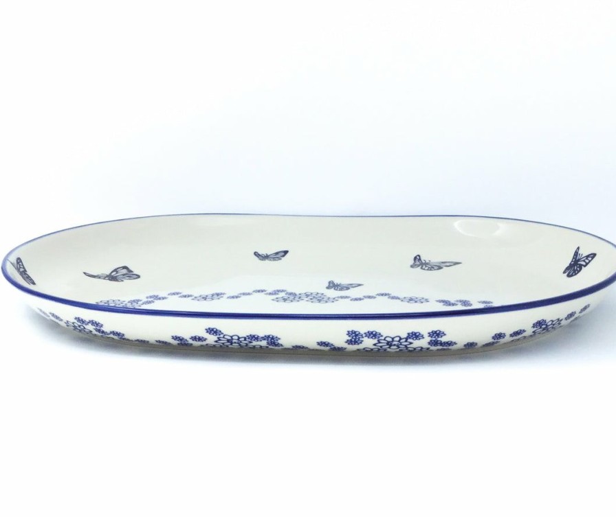 Platters, Servers, And Trays * | Janelle Imports Ex Lg Oval Platter In Butterfly