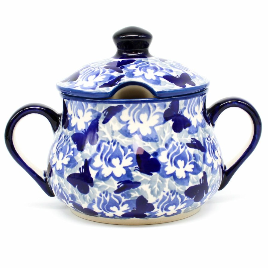 Table Accessories * | Janelle Imports Family Style Sugar Bowl 14 Oz In Blue Butterfly