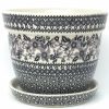 Home Decor * | Janelle Imports Lg Flower Pot W/Plate In Gray & Black