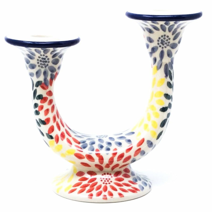 Table Accessories * | Janelle Imports Double Candle Holder In Pastel Burst