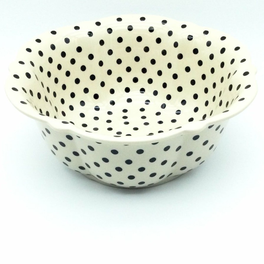 Bowls * | Janelle Imports Lg Retro Bowl In Black Polka-Dot