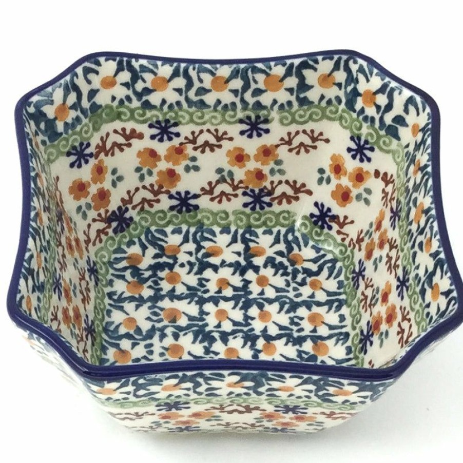 Bowls * | Janelle Imports Square Soup Bowl 16 Oz In White Daisy