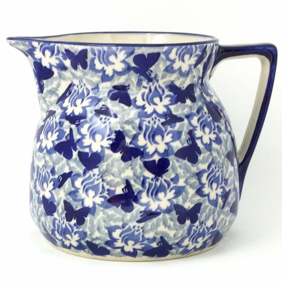 Home Decor * | Janelle Imports Wide Pitcher 1.7 Qt In Blue Butterfly