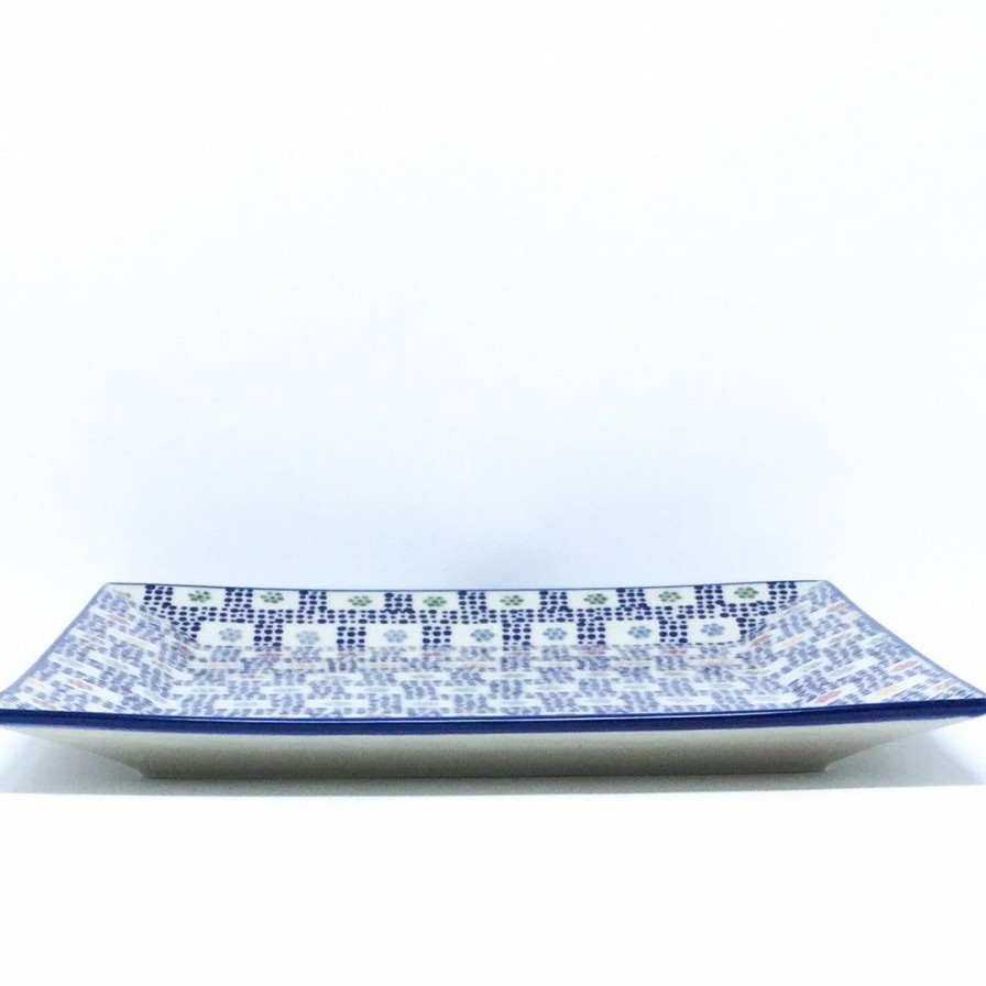 Platters, Servers, And Trays * | Janelle Imports Square Platter In Modern Checkers