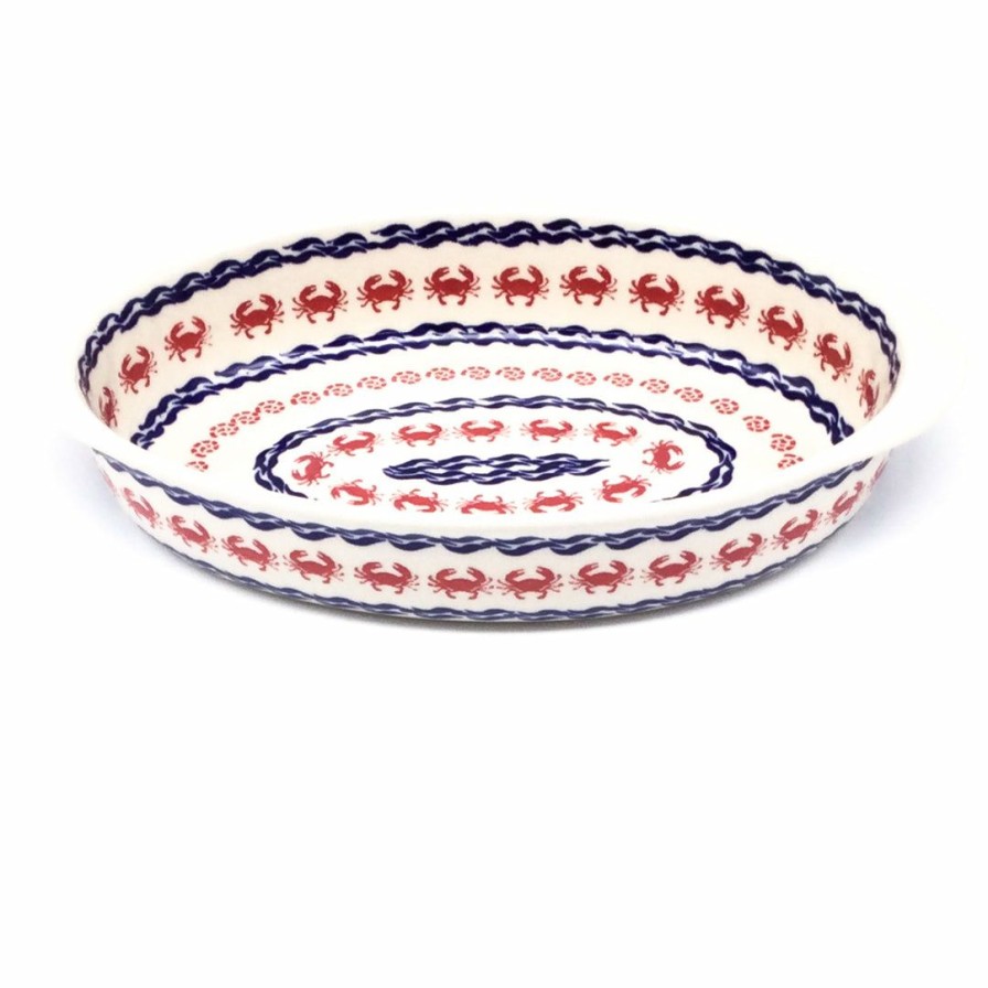 Bakeware * | Janelle Imports Sm Oval Baker W/Handles In Red Crab