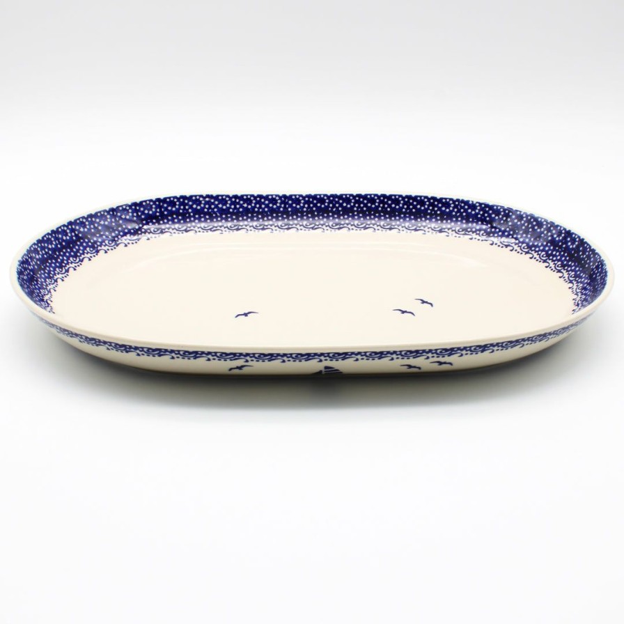 Platters, Servers, And Trays * | Janelle Imports Lg Oval Platter In Sailboat