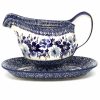 Table Accessories * | Janelle Imports Gravy Boat W/Tray 1 Qt In Stunning Blue