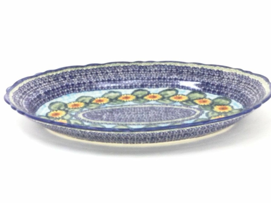 Platters, Servers, And Trays * | Janelle Imports Oval Basia Platter In Sunflowers