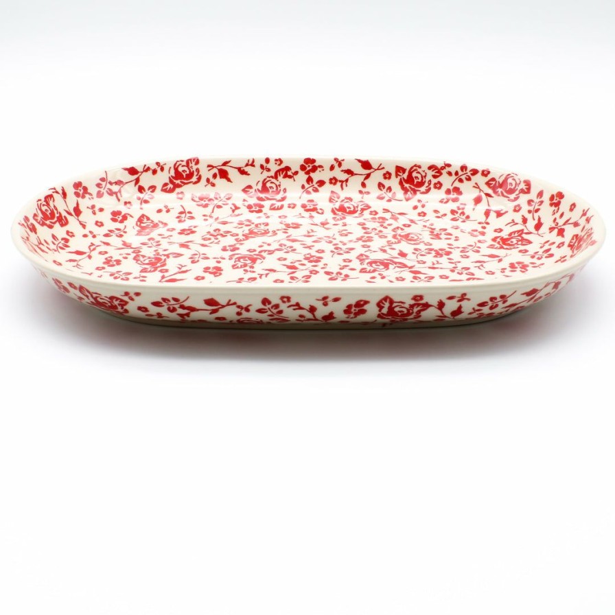 Platters, Servers, And Trays * | Janelle Imports Md Oval Platter In Antique Red