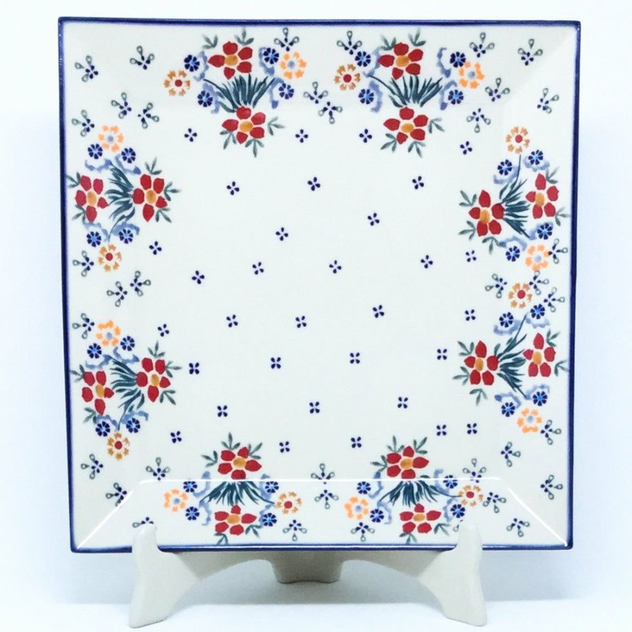 Platters, Servers, And Trays * | Janelle Imports Square Platter In Delicate Flowers