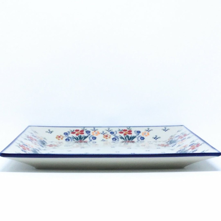 Platters, Servers, And Trays * | Janelle Imports Square Platter In Delicate Flowers