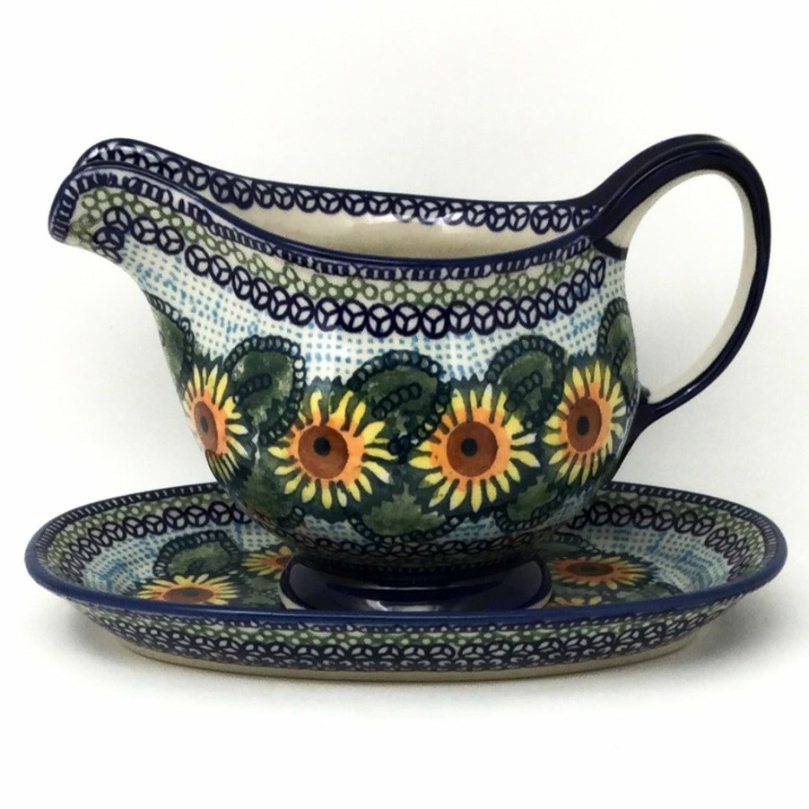 Table Accessories * | Janelle Imports Gravy Boat W/Tray 1 Qt In Sunflowers